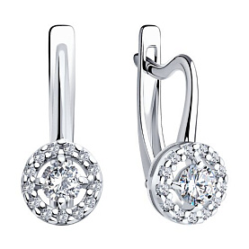 Серьги SOKOLOV - Серебро 925, Swarovski , Фианит (арт. 89020150)