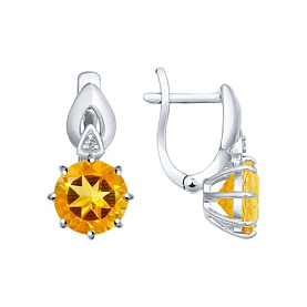 Серьги SOKOLOV - Серебро 925, Фианит, Цитрин (арт. 92021221)