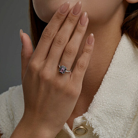 Кольцо SOKOLOV - Серебро 925, Аметист, Фианит (арт. 92014868)