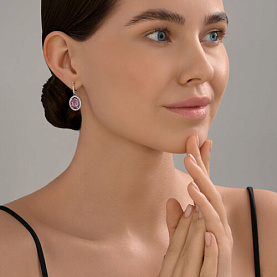 Серьги Diamant - Серебро 925, Аметист, Фианит (арт. 94-321-02647-2)