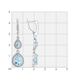 Серьги Diamant - Серебро 925, Топаз, Фианит (арт. 94-321-02047-1)