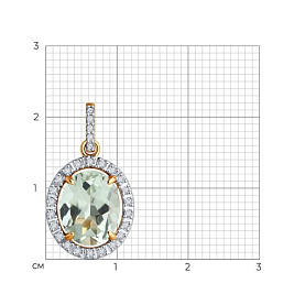 Подвеска Diamant - Золото 585, Празиолит, Фианит (арт. 51-330-02442-3)