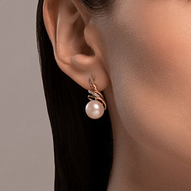 Серьги SOKOLOV - Золото 585, Жемчуг культивированный, Фианит (арт. 792361)