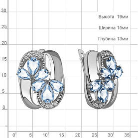 Серьги Аквамарин - Серебро 925, Топаз, Фианит (арт. 45017605А.5)