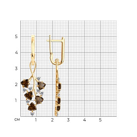 Серьги SOKOLOV - Серебро 925, Раухтопаз, Фианит (арт. 92023216)