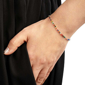 Браслет Фиделис - Серебро 925, Синтетическая шпинель (арт. SV-Shp13BL-mix-Rd)