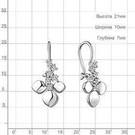 Серьги Аквамарин - Серебро 925, Фианит (арт. 48757А.5)