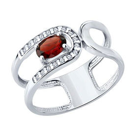Кольцо SOKOLOV - Серебро 925, Гранат, Фианит (арт. 92014834)
