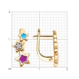 Серьги Diamant - Серебро 925, Фианит, Эмаль (арт. 93-120-02694-1)