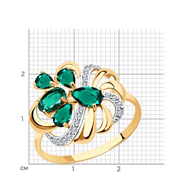 Кольцо SOKOLOV - Золото 585, Синтетический изумруд, Фианит (арт. 715839)