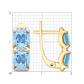Серьги SOKOLOV - Золото 375, Топаз, Фианит (арт. 37725347)