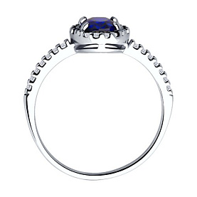 Кольцо SOKOLOV - Серебро 925, Синтетический сапфир , Фианит (арт. 88010075)