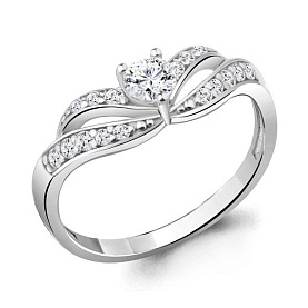 Кольцо Аквамарин - Серебро 925, Фианит (арт. 67208А.5)