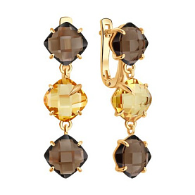 Серьги SOKOLOV - Золото 585, Раухтопаз, Цитрин (арт. 729290)