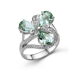 Кольцо Дар - Серебро 925, Празиолит, Фианит (арт. К-5245рс41200)