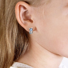 Серьги Аквамарин - Серебро 925, Топаз, Фианит (арт. 45029005А.5)