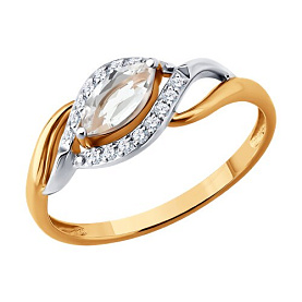 Кольцо SOKOLOV - Золото 585, Горный хрусталь, Фианит (арт. 717351)