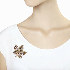 Брошь SOKOLOV - Серебро 925, Раухтопаз, Фианит (арт. 92040102)