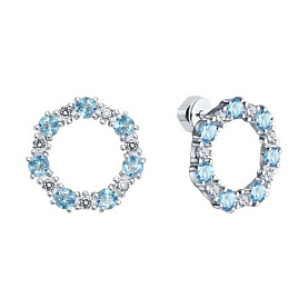 Серьги SOKOLOV - Серебро 925, Топаз, Фианит (арт. 92023019)