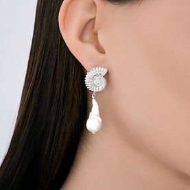 Серьги Diamant - Серебро 925, Жемчуг культивированный (арт. 94-321-00018-1)