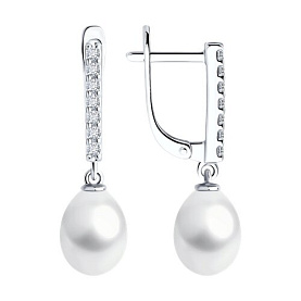 Серьги SOKOLOV - Серебро 925, Жемчуг культивированный, Фианит (арт. 92022971)