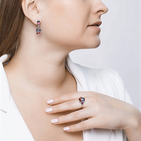 Серьги SOKOLOV - Серебро 925, Синтетический ситалл , Фианит (арт. 92021949)