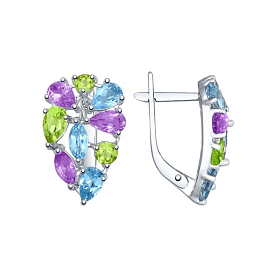 Серьги SOKOLOV - Серебро 925, Аметист, Топаз, Хризолит (арт. 92021532)