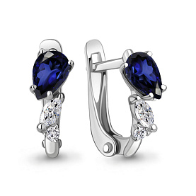 Серьги Аквамарин - Серебро 925, Синтетический сапфир (арт. 49805АБ.5)