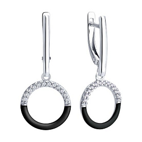 Серьги Diamant - Серебро 925, Фианит, Эмаль (арт. 94-121-00241-2)