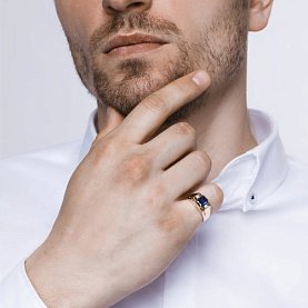 Кольцо SOKOLOV - Золото 585, Синтетический сапфир , Фианит (арт. 715739)