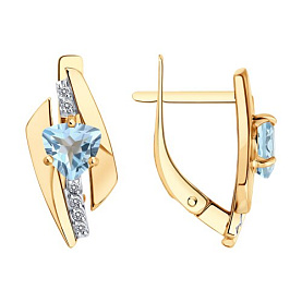 Серьги Diamant - Золото 585, Топаз, Фианит (арт. 51-320-01543-1)