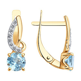 Серьги Diamant - Золото 585, Топаз, Фианит (арт. 51-320-01503-1)