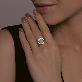 Кольцо SOKOLOV - Золото 585, Перламутр, Фианит (арт. 717104)