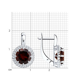 Серьги Diamant - Серебро 925, Гранат, Фианит (арт. 94-320-02052-2)