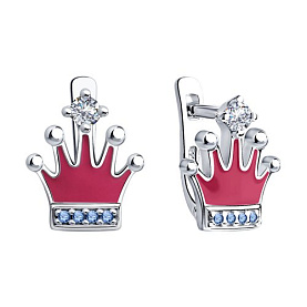 Серьги SOKOLOV - Серебро 925, Фианит, Эмаль (арт. 94023545)