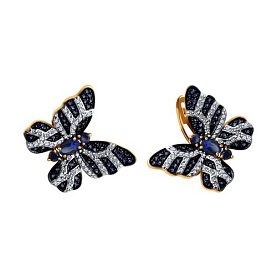 Серьги SOKOLOV - Золото 585, Синтетический сапфир , Фианит (арт. 728606)