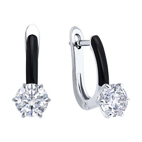 Серьги SOKOLOV - Серебро 925, Фианит, Эмаль (арт. 94027047)