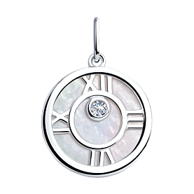 Подвеска SOKOLOV - Серебро 925, Перламутр, Фианит (арт. 94032169)