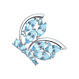Брошь SOKOLOV - Серебро 925, Топаз, Фианит (арт. 92040093)
