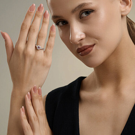 Кольцо SOKOLOV - Серебро 925, Аметист, Фианит (арт. 92014747)