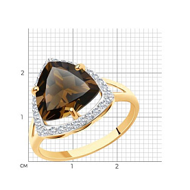 Кольцо Diamant - Золото 585, Раухтопаз, Фианит (арт. 51-310-00865-2)