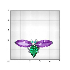 Брошь SOKOLOV - Серебро 925, Синтетический нанокристал, Фианит (арт. 92040050)