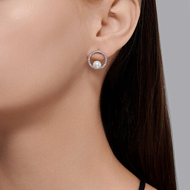 Серьги SOKOLOV - Серебро 925, Жемчуг синтетический, Фианит (арт. 94026094)