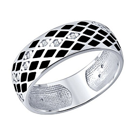 Кольцо Diamant - Серебро 925, Фианит, Эмаль (арт. 94-110-00073-2)