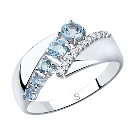 Кольцо SOKOLOV - Серебро 925, Топаз, Фианит (арт. 92011814)