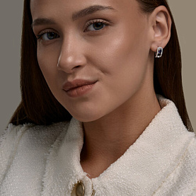 Серьги SOKOLOV - Серебро 925, Синтетический сапфир , Фианит (арт. 88020085)