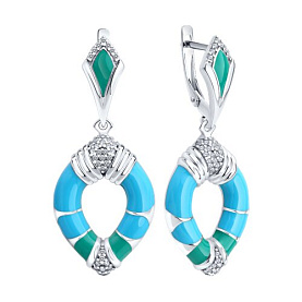 Серьги Diamant - Серебро 925, Фианит, Эмаль (арт. 94-121-00040-1)