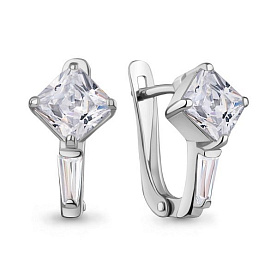 Серьги Аквамарин - Серебро 925, Фианит (арт. 400852.5)
