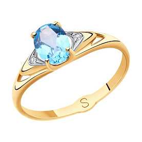 Кольцо SOKOLOV - Золото 375, Топаз, Фианит (арт. 37715496)