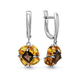 Серьги Дар - Серебро 925, Раухтопаз, Цитрин (арт. С-5266рс40705)
